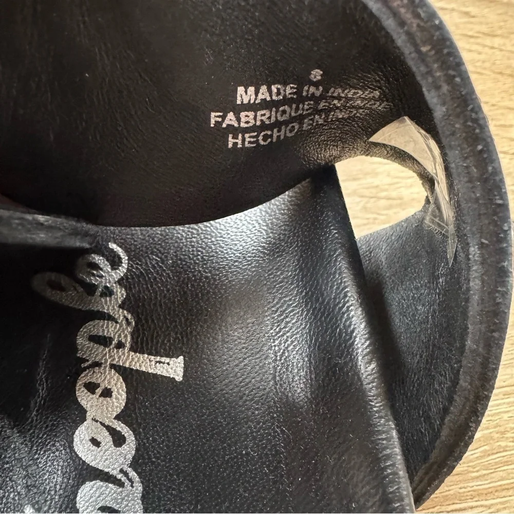 New Free People Revelry Studded Leather Buckle Sandals Black Size 8